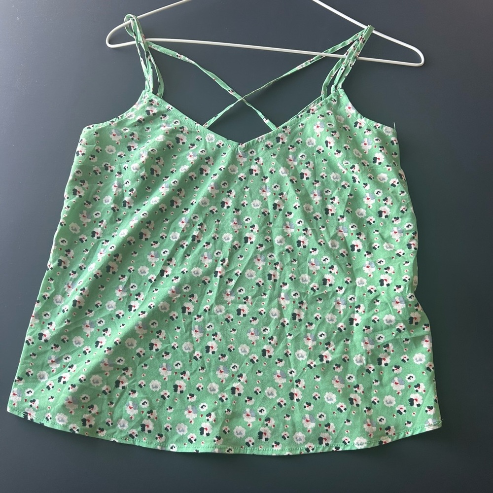 Vintage Chic Green Floral Camisole